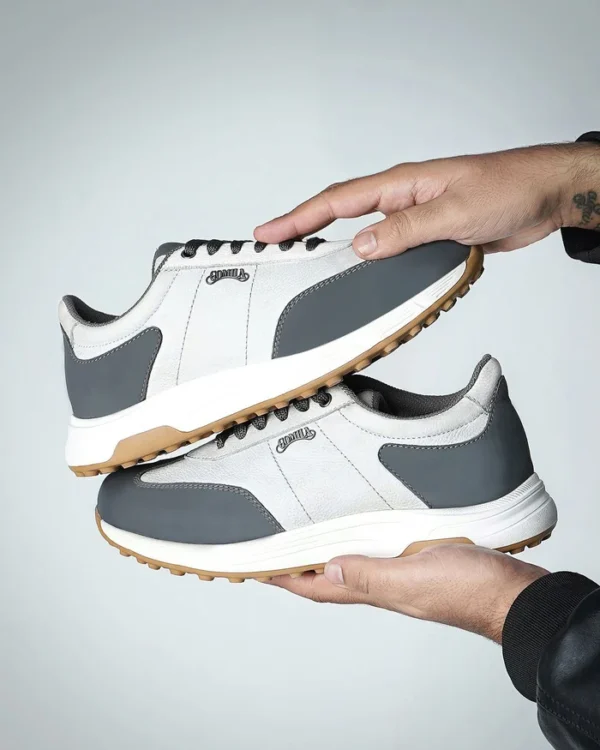 Ozil - Men's White and Gray Snearker - Image 4