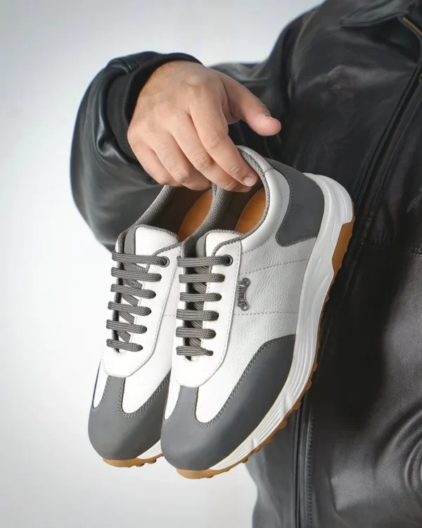 Ozil - Men's White and Gray Snearker - Image 5