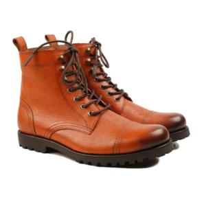Reiki - Men's Burnished Orange Tan Pebble Grain Leather Boot